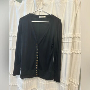 Nenona black cardigan with brass snap buttons - size M